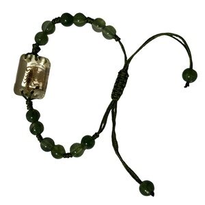 Real Scorpion Resin Bracelet | Green Stone Beads | Adjustable Handmade Jewelry